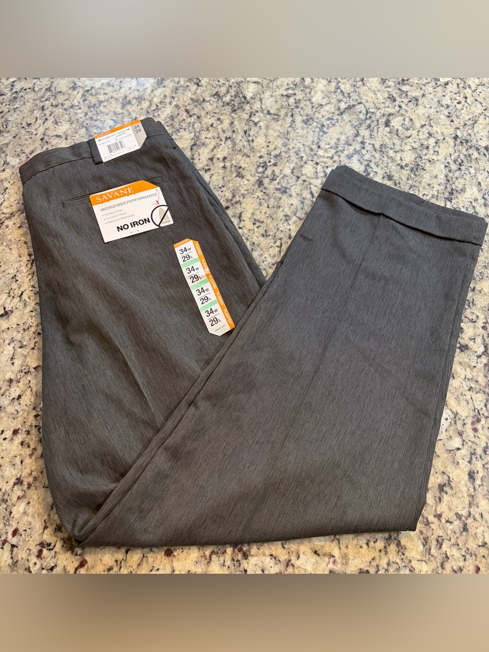 Savane Men’s No-Iron PleatedDress Pants — Charcoal with Cuffed Bottoms